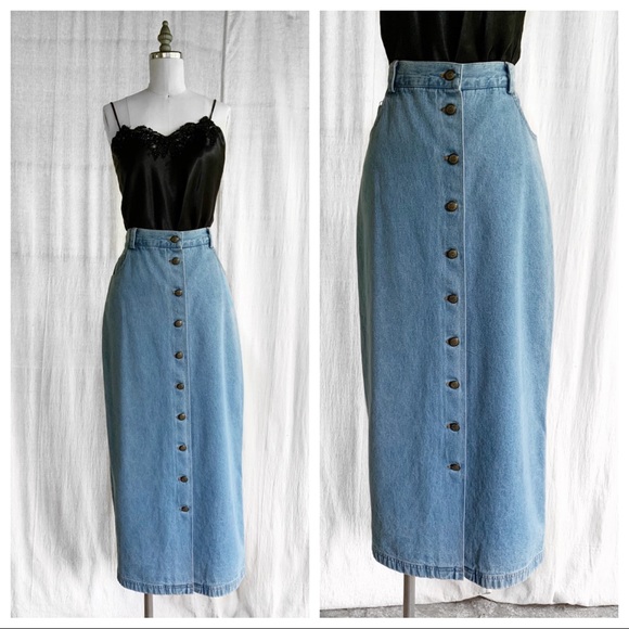 vintage denim midi skirt